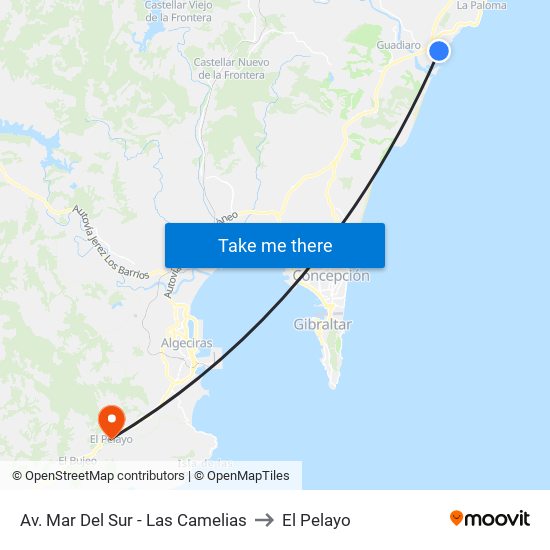 Av. Mar Del Sur - Las Camelias to El Pelayo map