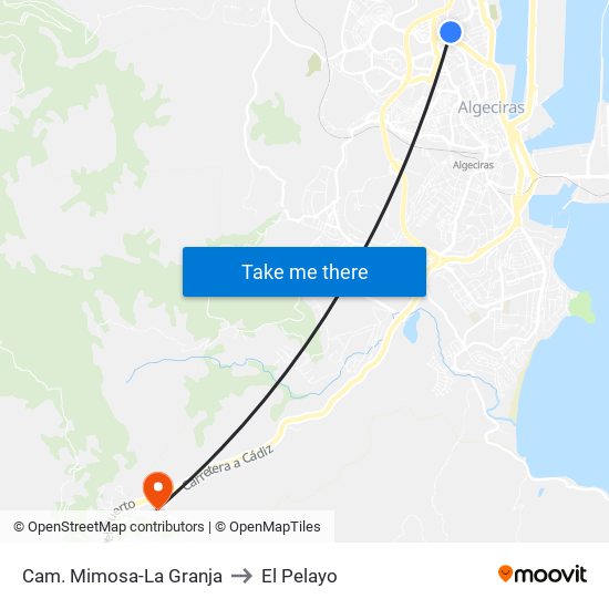 Cam. Mimosa-La Granja to El Pelayo map