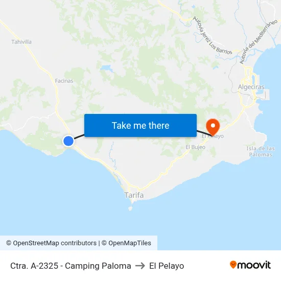 Ctra. A-2325 - Camping Paloma to El Pelayo map