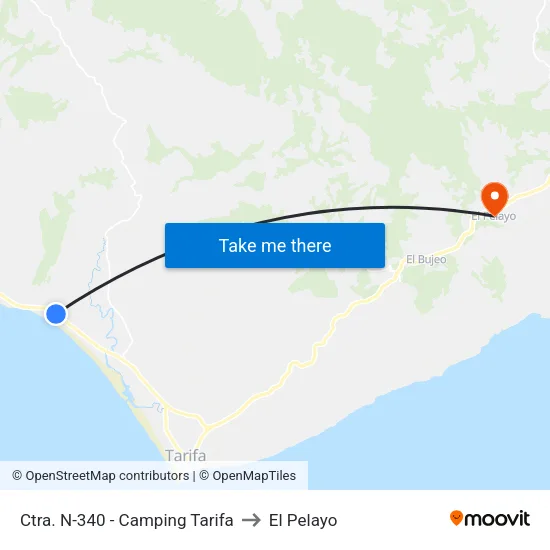 Ctra. N-340 - Camping Tarifa to El Pelayo map