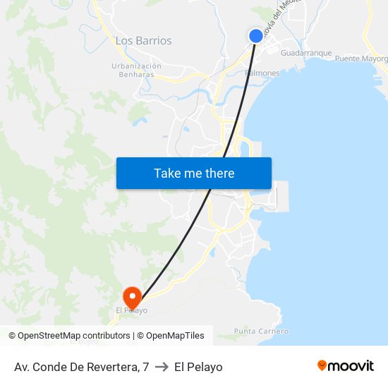 Av. Conde De Revertera, 7 to El Pelayo map