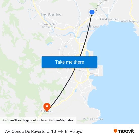 Av. Conde De Revertera, 10 to El Pelayo map