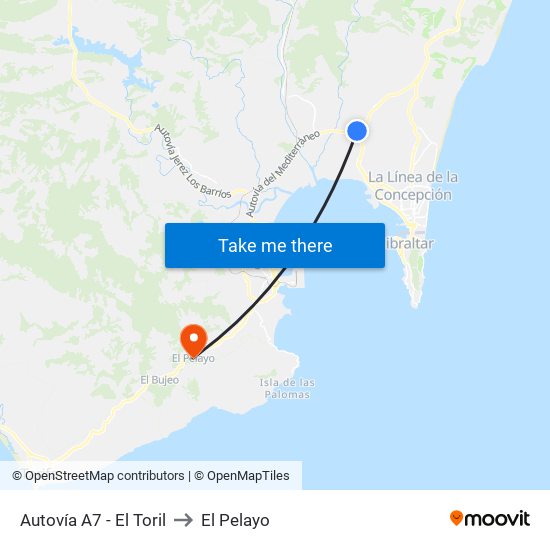 Autovía A7 - El Toril to El Pelayo map
