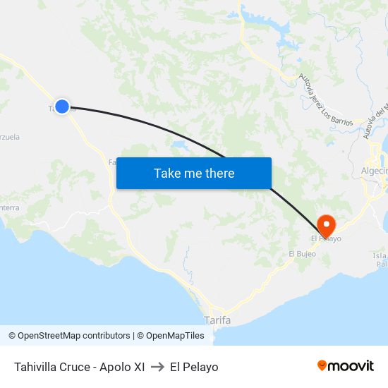 Tahivilla Cruce - Apolo XI to El Pelayo map