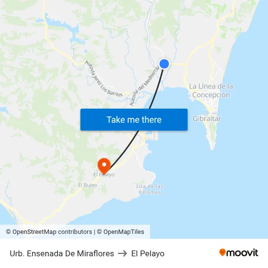Urb. Ensenada De Miraflores (Urbano) to El Pelayo map