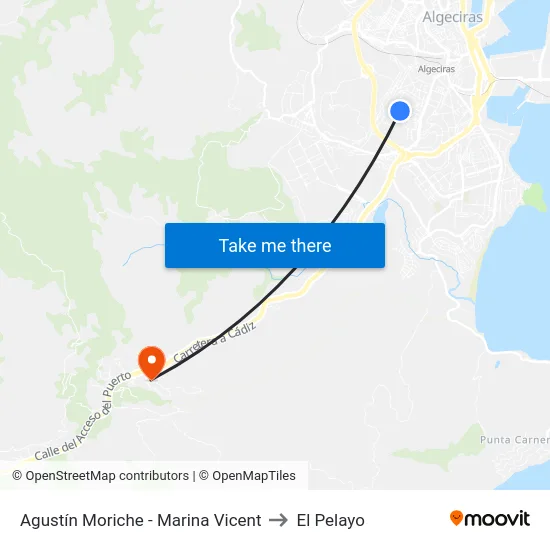 Agustín Moriche - Marina Vicent to El Pelayo map