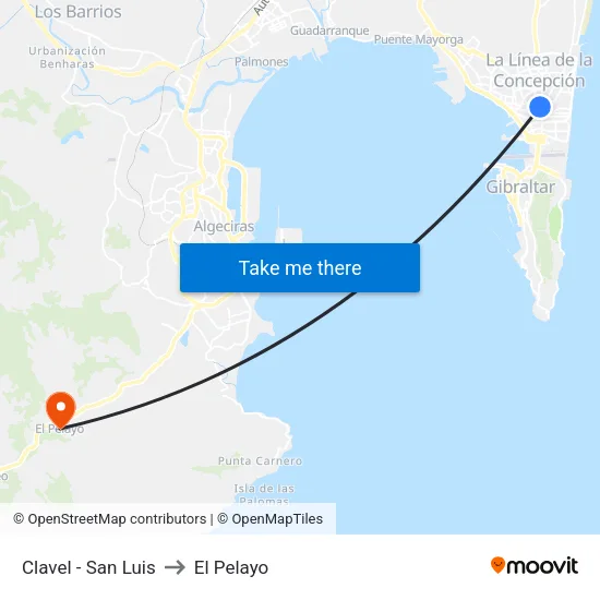 Clavel - San Luis to El Pelayo map