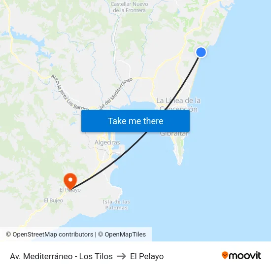 Av. Mediterráneo - Los Tilos to El Pelayo map