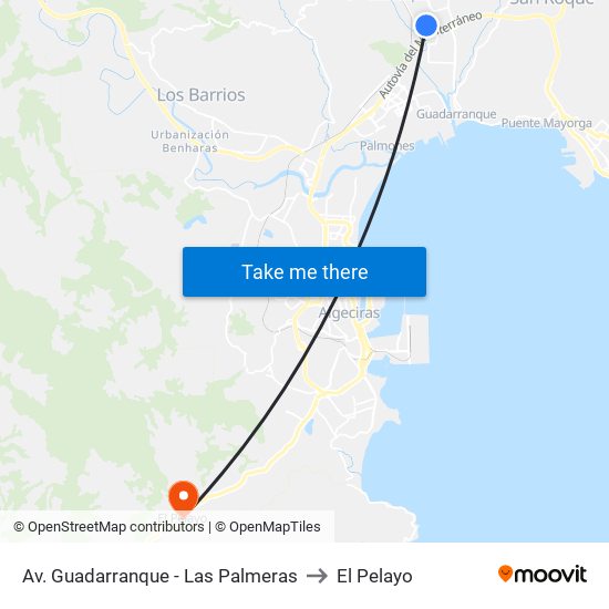 Av. Guadarranque - Las Palmeras to El Pelayo map