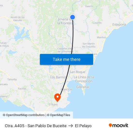 Ctra. A405 - San Pablo De Buceite to El Pelayo map