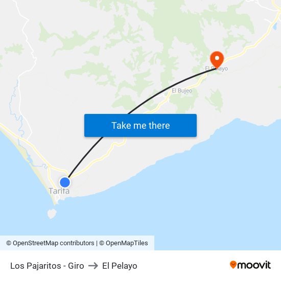 Los Pajaritos - Giro to El Pelayo map