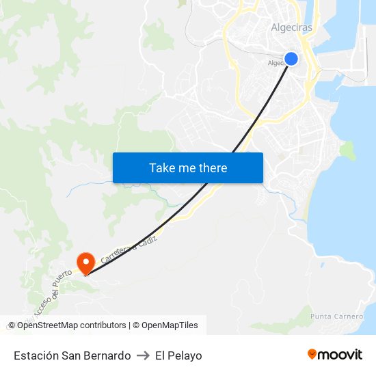 Estación San Bernardo to El Pelayo map