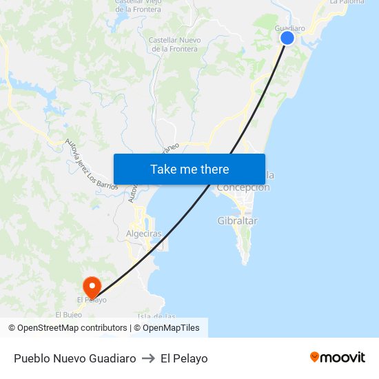 Pueblo Nuevo Guadiaro to El Pelayo map