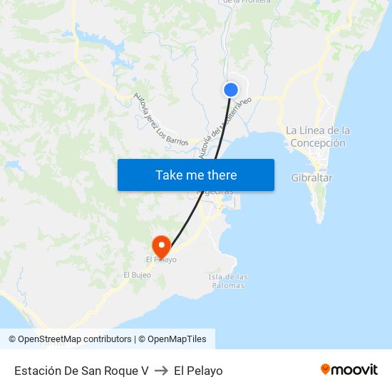 Estación De San Roque V to El Pelayo map