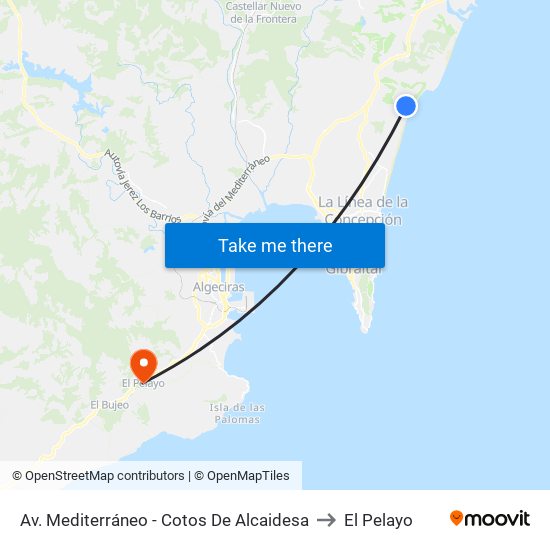 Av. Mediterráneo - Cotos De Alcaidesa to El Pelayo map