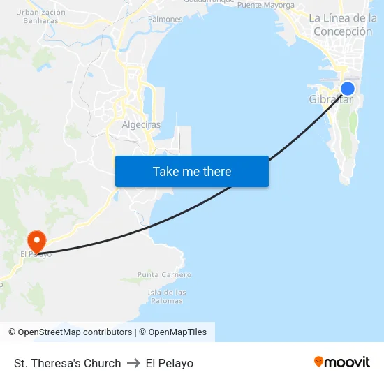 St. Theresa's Church to El Pelayo map