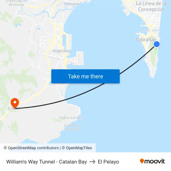 William's Way Tunnel - Catalan Bay to El Pelayo map