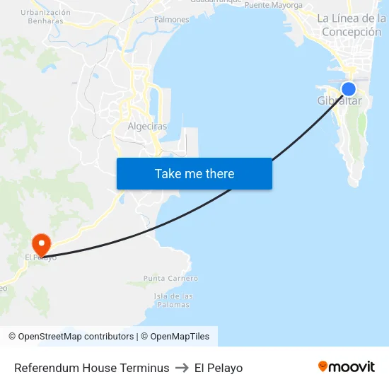 Referendum House Terminus to El Pelayo map