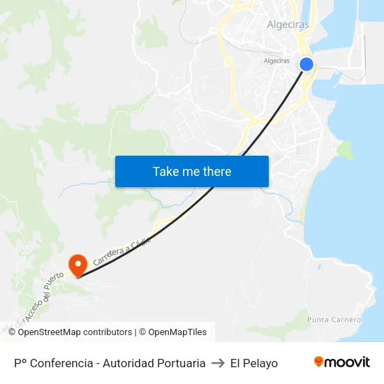 Pº Conferencia - Autoridad Portuaria to El Pelayo map