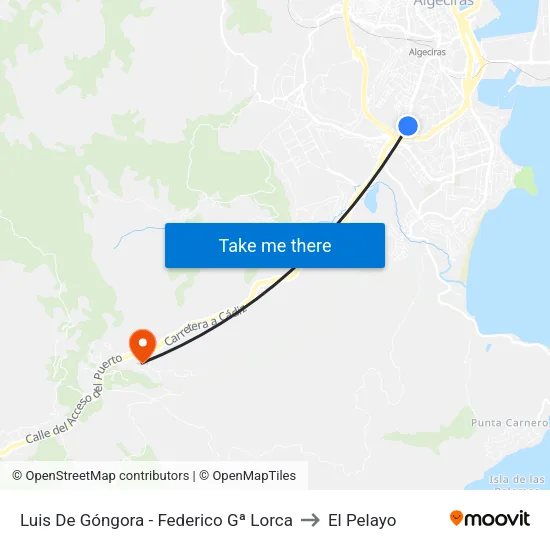 Luis De Góngora - Federico Gª Lorca to El Pelayo map