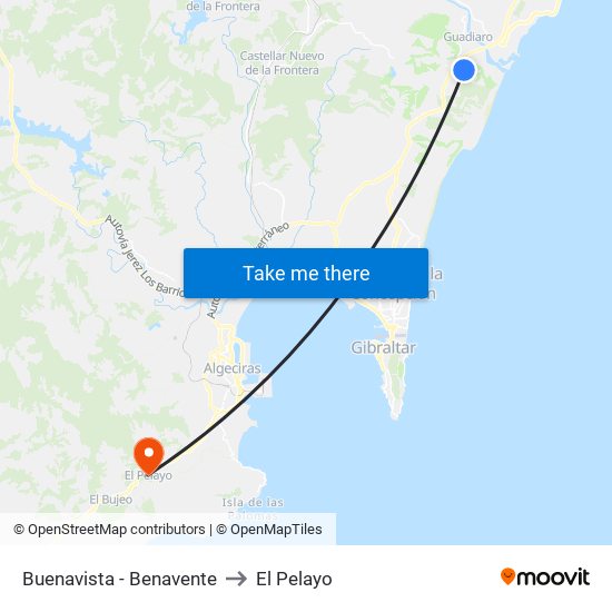 Buenavista - Benavente to El Pelayo map