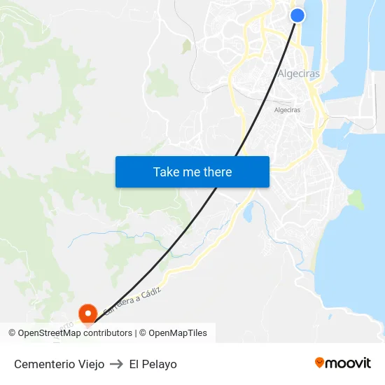 Cementerio Viejo to El Pelayo map