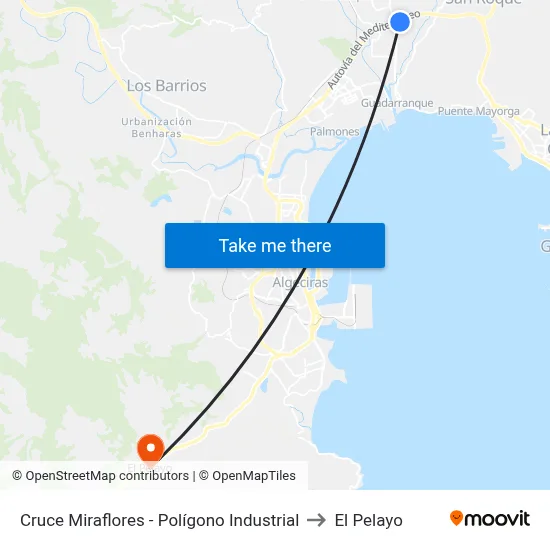 Cruce Miraflores - Polígono Industrial to El Pelayo map