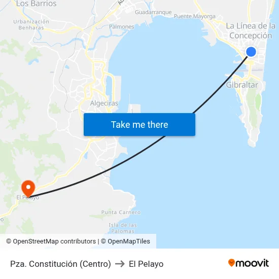 Pza. Constitución (Centro Ciudad) to El Pelayo map