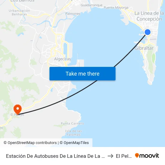 Estación De Autobuses De La Línea De La Concepción to El Pelayo map