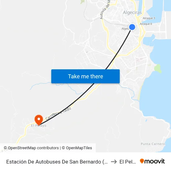 Estación De Autobuses De San Bernardo (Algeciras) to El Pelayo map