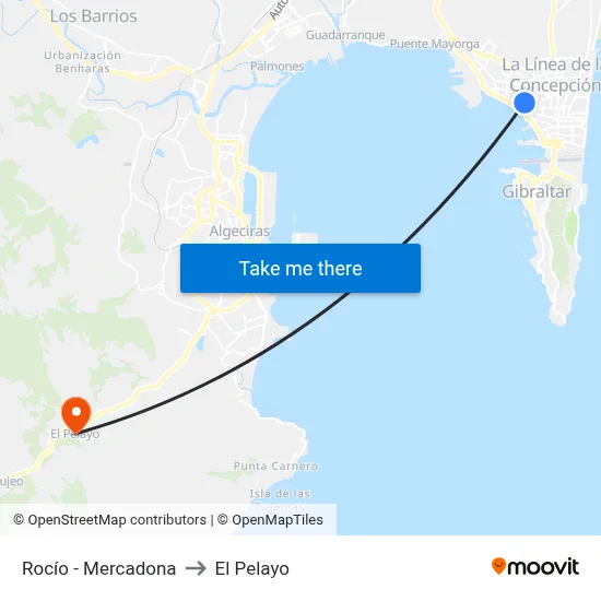 Rocío - Mercadona to El Pelayo map