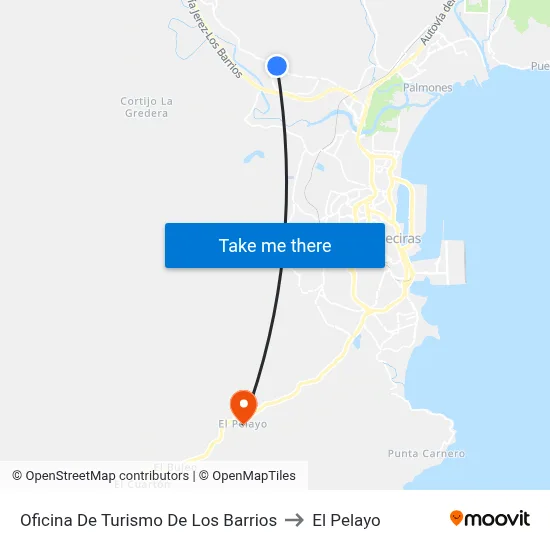 Oficina De Turismo De Los Barrios to El Pelayo map
