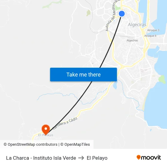 La Charca - Instituto Isla Verde to El Pelayo map