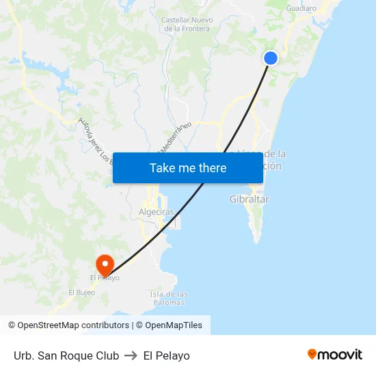Urb. San Roque Club to El Pelayo map