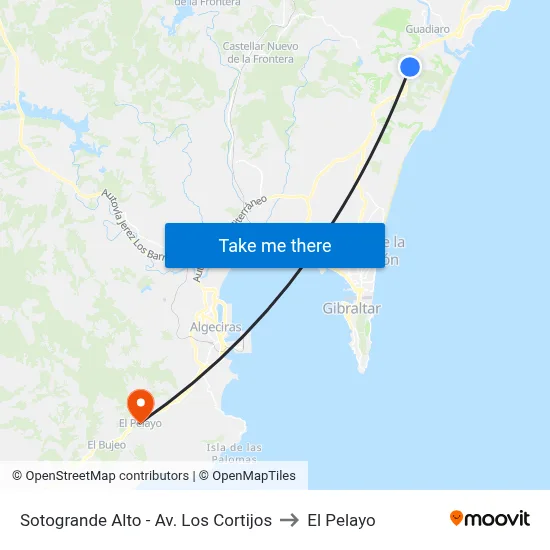 Sotogrande Alto - Av. Los Cortijos to El Pelayo map