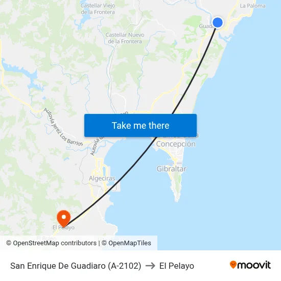 San Enrique De Guadiaro (A-2102) to El Pelayo map
