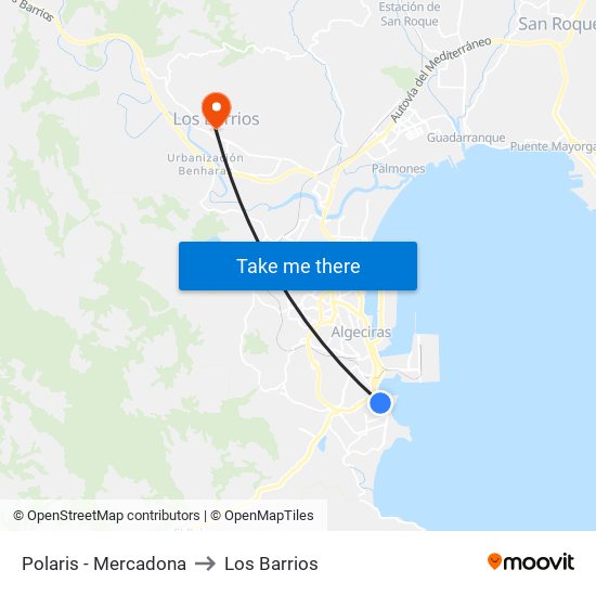 Polaris - Mercadona to Los Barrios map