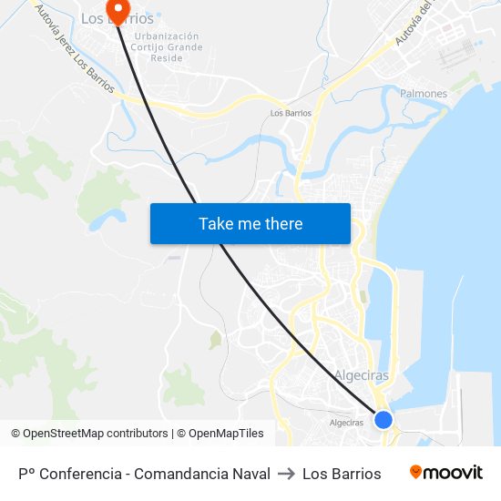 Pº Conferencia - Comandancia Naval to Los Barrios map