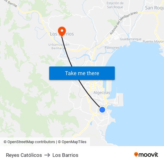 Reyes Católicos to Los Barrios map