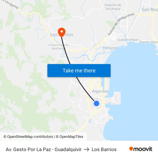 Av. Gesto Por La Paz - Guadalquivir to Los Barrios map
