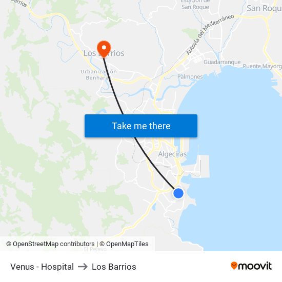 Venus - Hospital to Los Barrios map