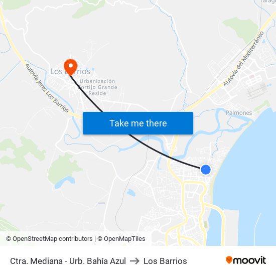 Ctra. Mediana - Urb. Bahía Azul to Los Barrios map