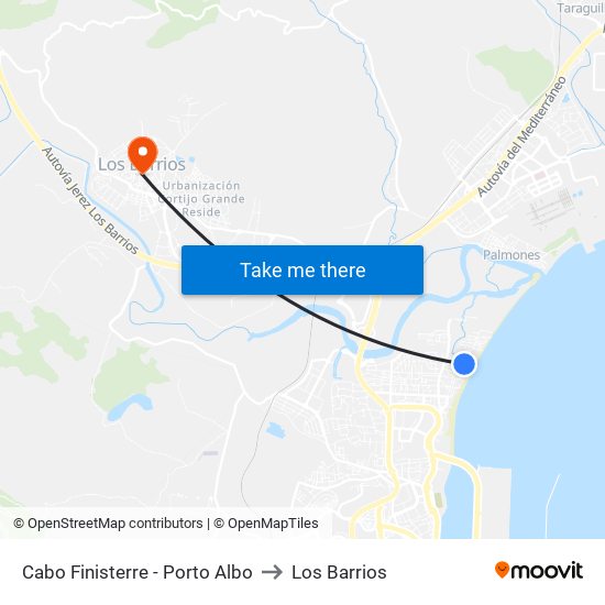 Cabo Finisterre - Porto Albo to Los Barrios map