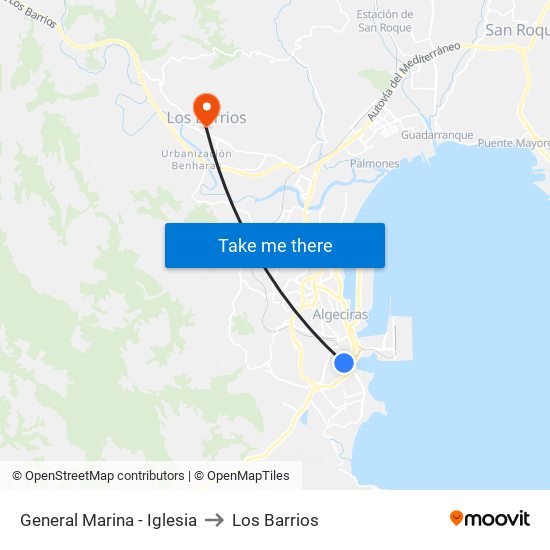 General Marina - Iglesia to Los Barrios map