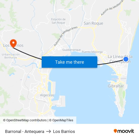 Barronal - Antequera to Los Barrios map