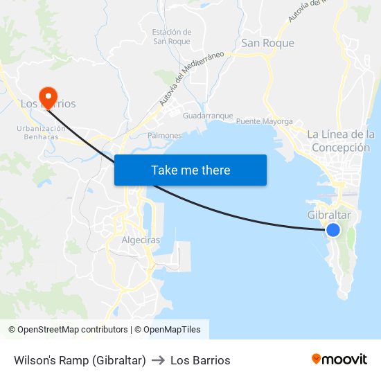 Wilson's Ramp (Gibraltar) to Los Barrios map