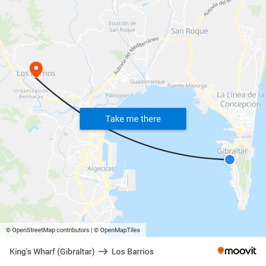 King's Wharf (Gibraltar) to Los Barrios map