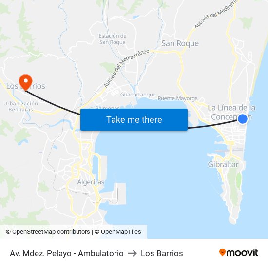 Av. Mdez. Pelayo - Ambulatorio to Los Barrios map