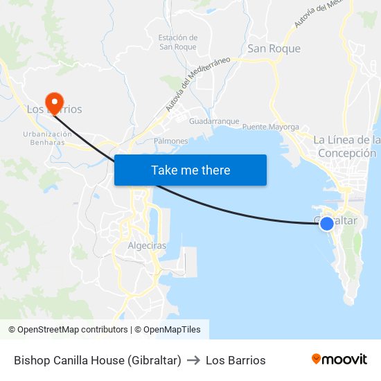 Bishop Canilla House (Gibraltar) to Los Barrios map