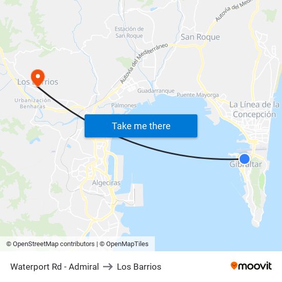 Waterport Rd - Admiral to Los Barrios map